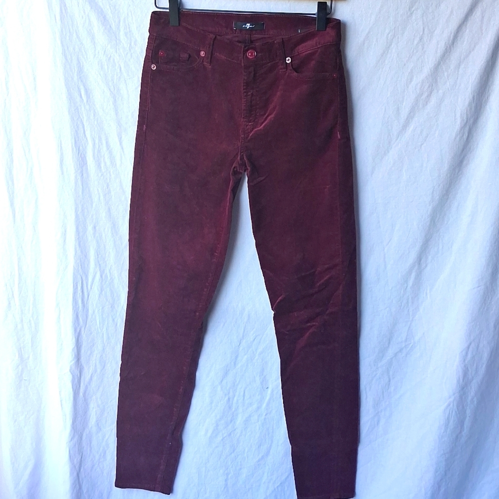 7 For All Mankind Velvet High Waisted Burgundy Jeans